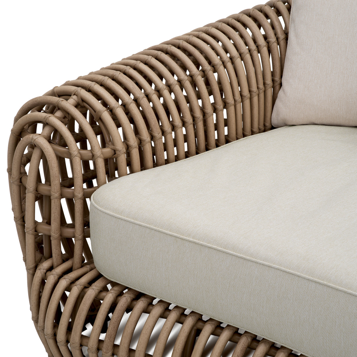 Sofa d'extérieur en faux rotin sable violé | Eichholtz Siderno - vue d'ambiance | REMO-HOME