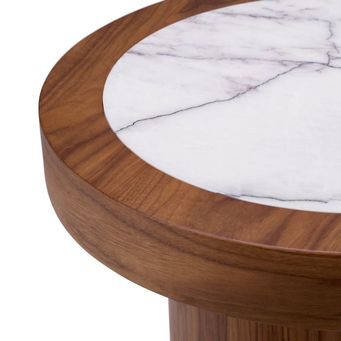 Table d'appoint en noyer et marbre blanc | Eichholtz Presedio