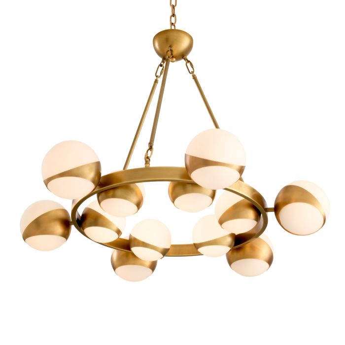 Lustre doré en verre blanc | Eichholtz Piazetta