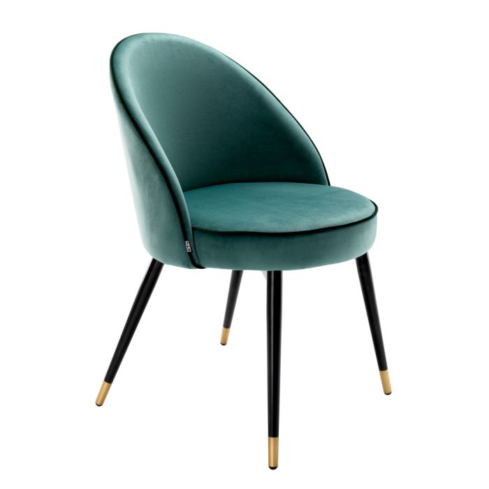 Chaise de salle à manger en velours turquoise (lot de 2) | Eichholtz Cooper