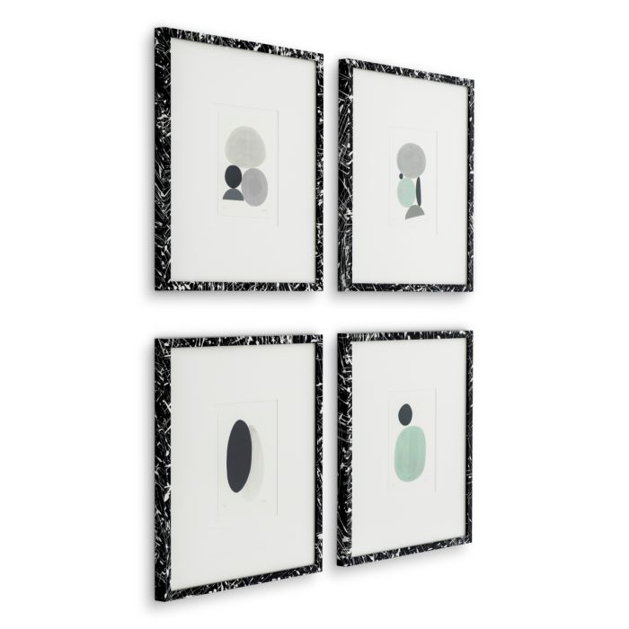 Illustrations en bois noir et blanc (lot de 4) | Eichholtz Ravagni