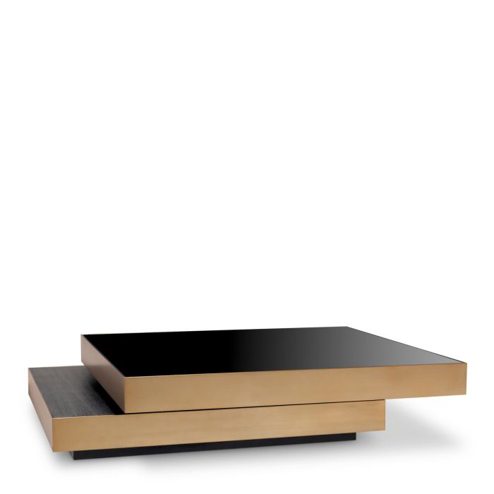 Table basse en laiton brossé et chêne anthracite | Eichholtz Shelton