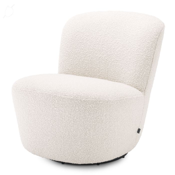 Fauteuil pivotant bouclé crème | Eichholtz Doria