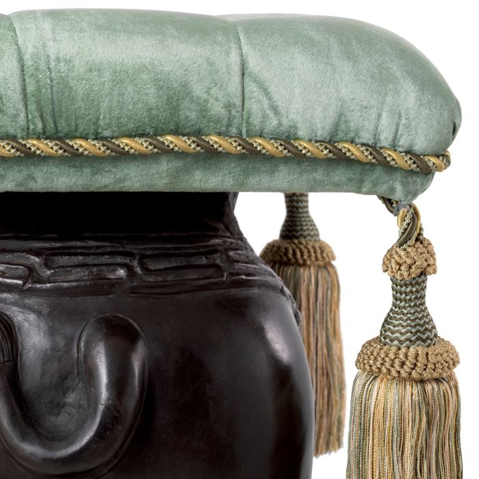 Pouf en bronze et velours vert | Eichholtz Elephant
