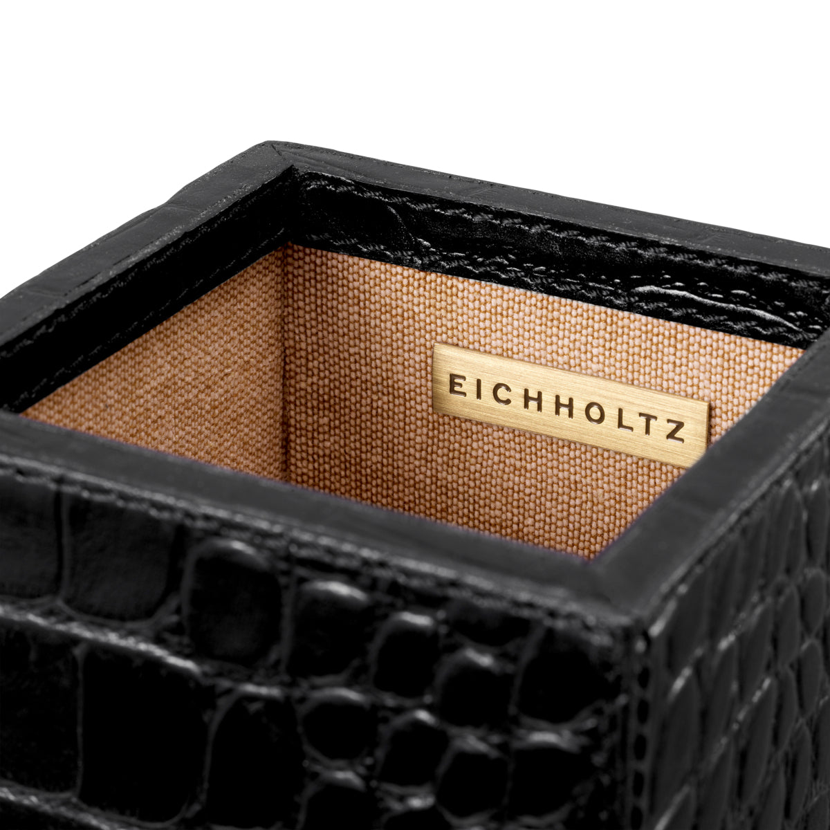 Ensemble de bureau en cuir noir gaufré crocodile | Eichholtz Scaleo - vue d'ambiance | REMO-HOME