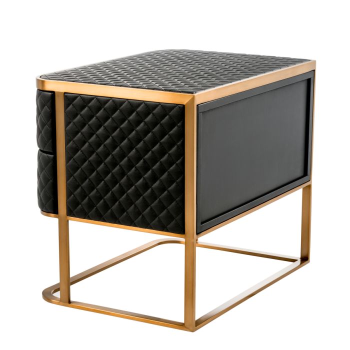 Table de chevet en similicuir noir | Eichholtz Monfort