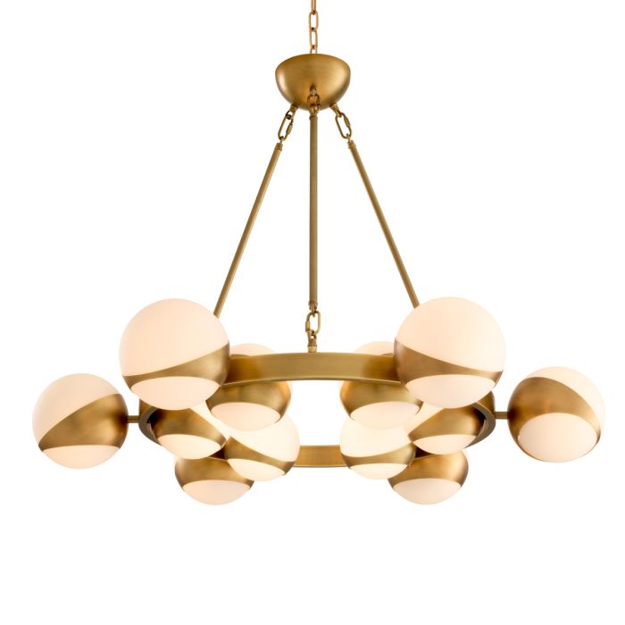 Lustre doré en verre blanc | Eichholtz Piazetta