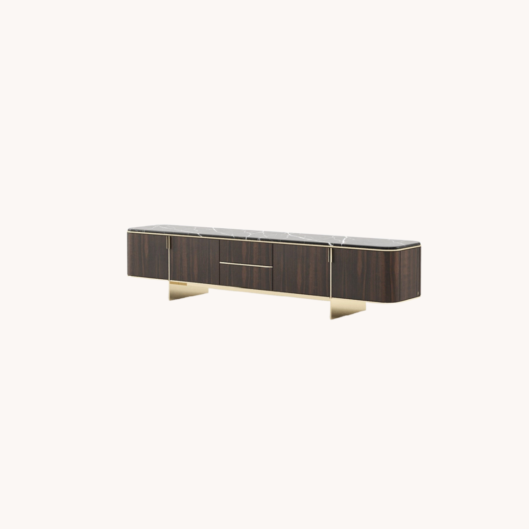 Meuble TV rectangulaire en eucalyptus fumé mat | Laskasas Brown | REMO, mobilier et décoration d'intérieur