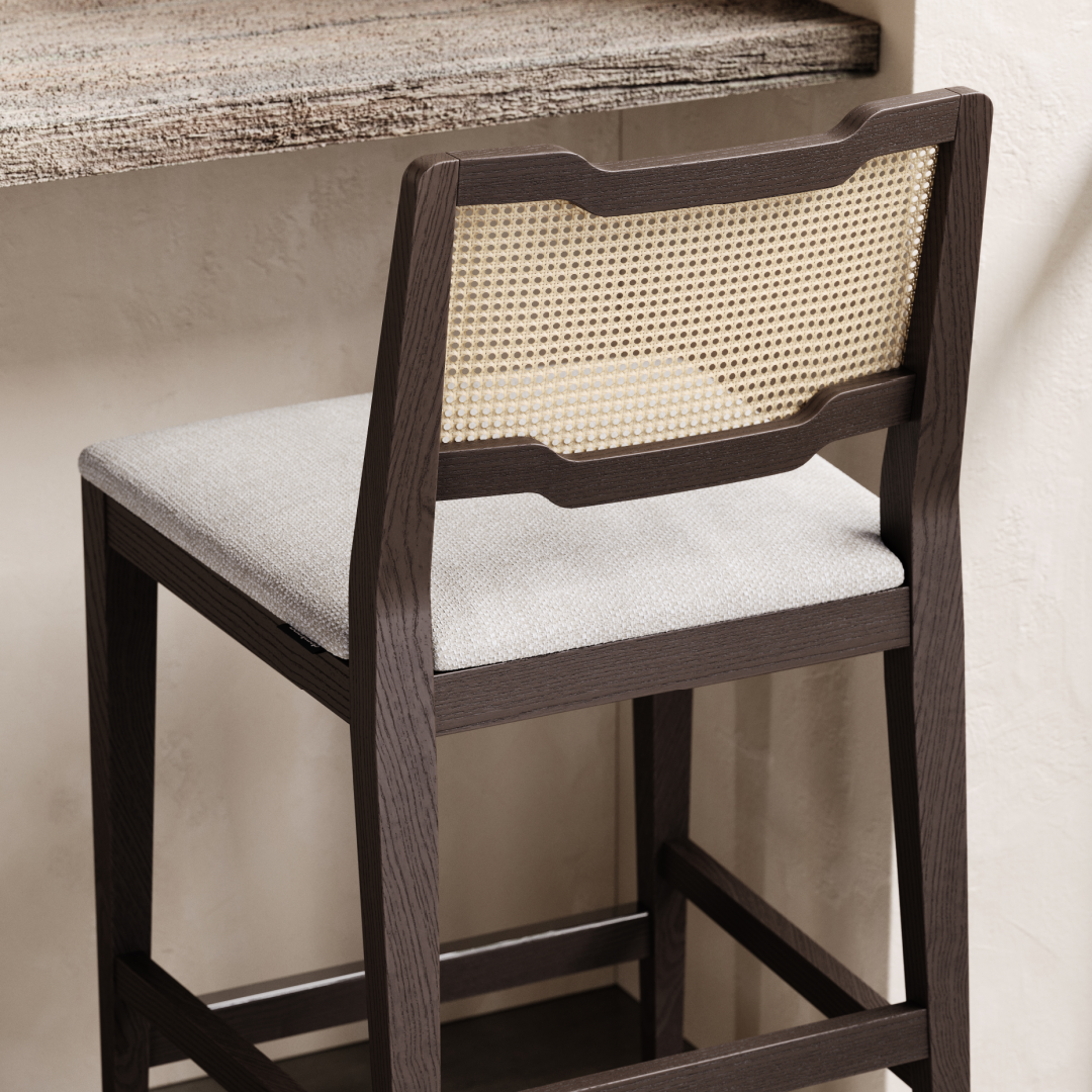 Chaise de comptoir à motifs marron clair | Domkapa Eva