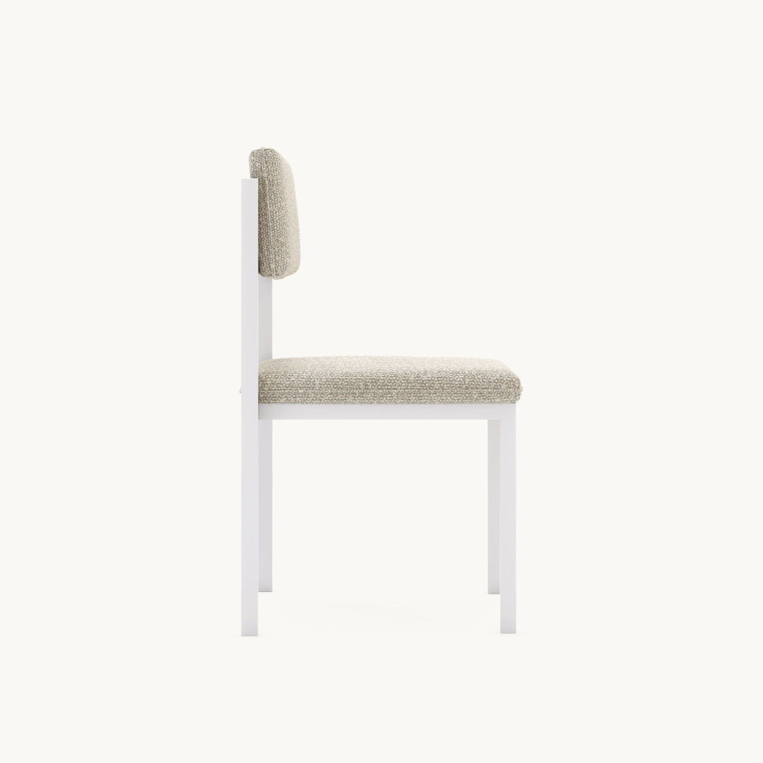 Chaise d'extérieur de salle à manger sans accoudoir en tissu sable | Domkapa Bondi