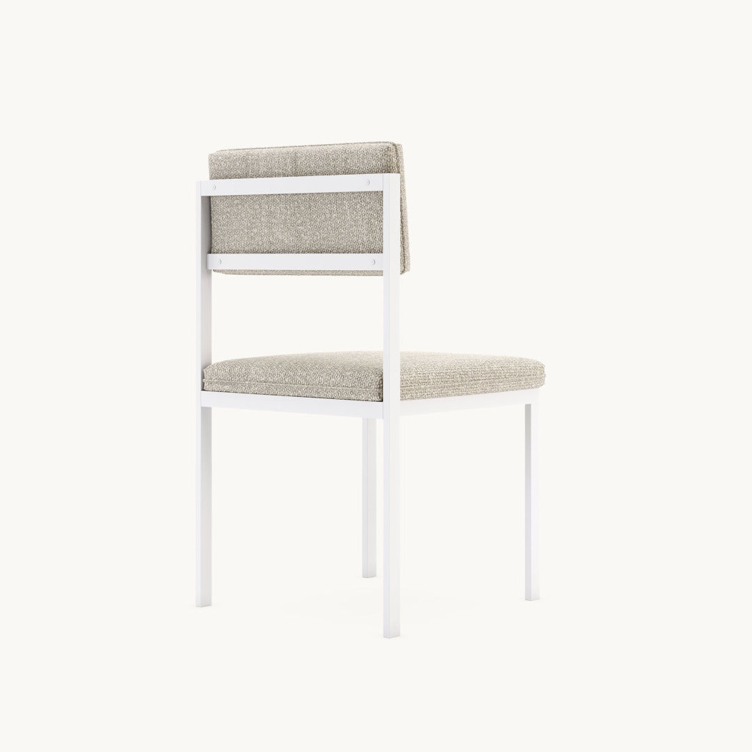 Chaise d'extérieur de salle à manger sans accoudoir en tissu sable | Domkapa Bondi