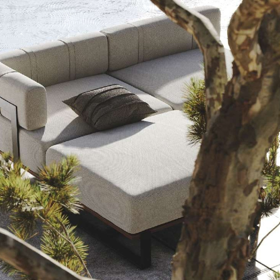 Outdoor pouf in sand fabric | Laskasas Salim