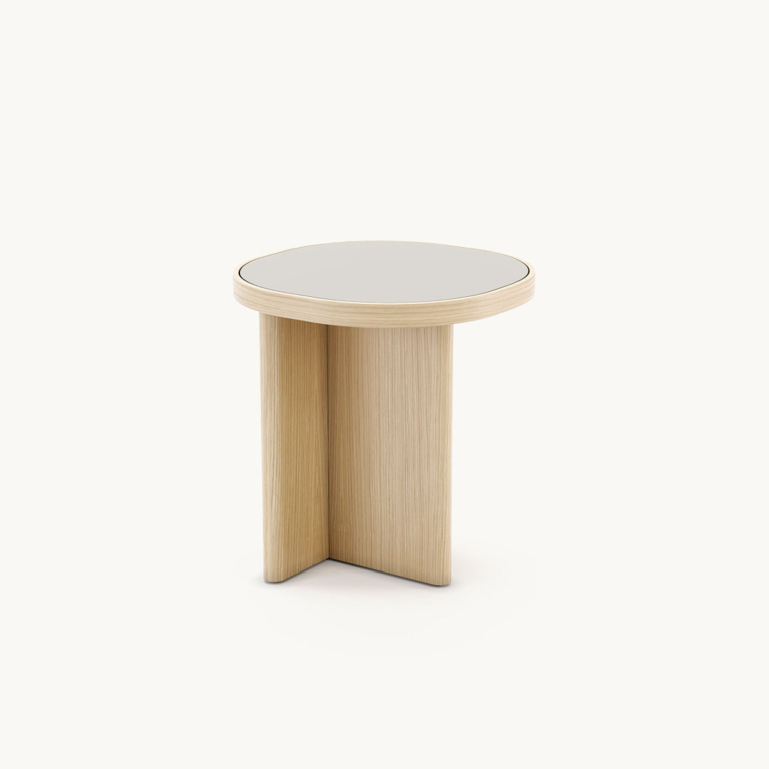 Table d'appoint en bois et cuir | Domkapa Gilbert | REMO, mobilier et décoration d'intérieur