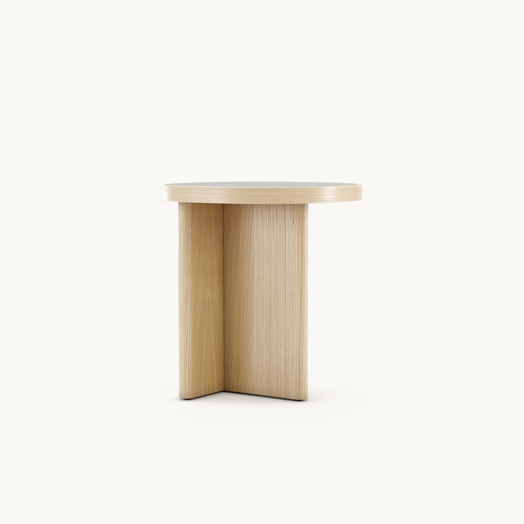 Table d'appoint en bois et cuir | Domkapa Gilbert | REMO, mobilier et décoration d'intérieur