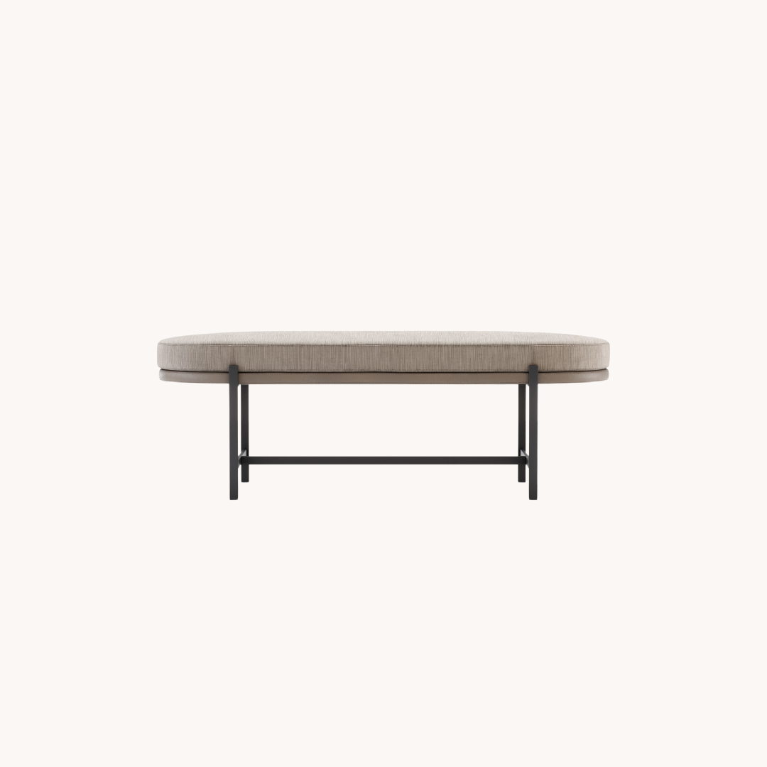 Greige velvet bench | Domkapa Colbert