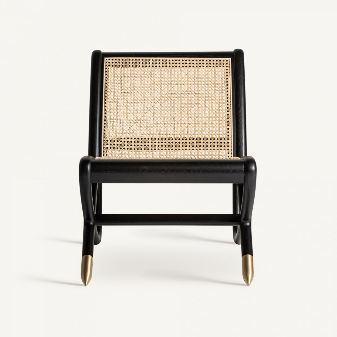 Fauteuil d'appoint en rotin et bois noir | Vical Gladbeck