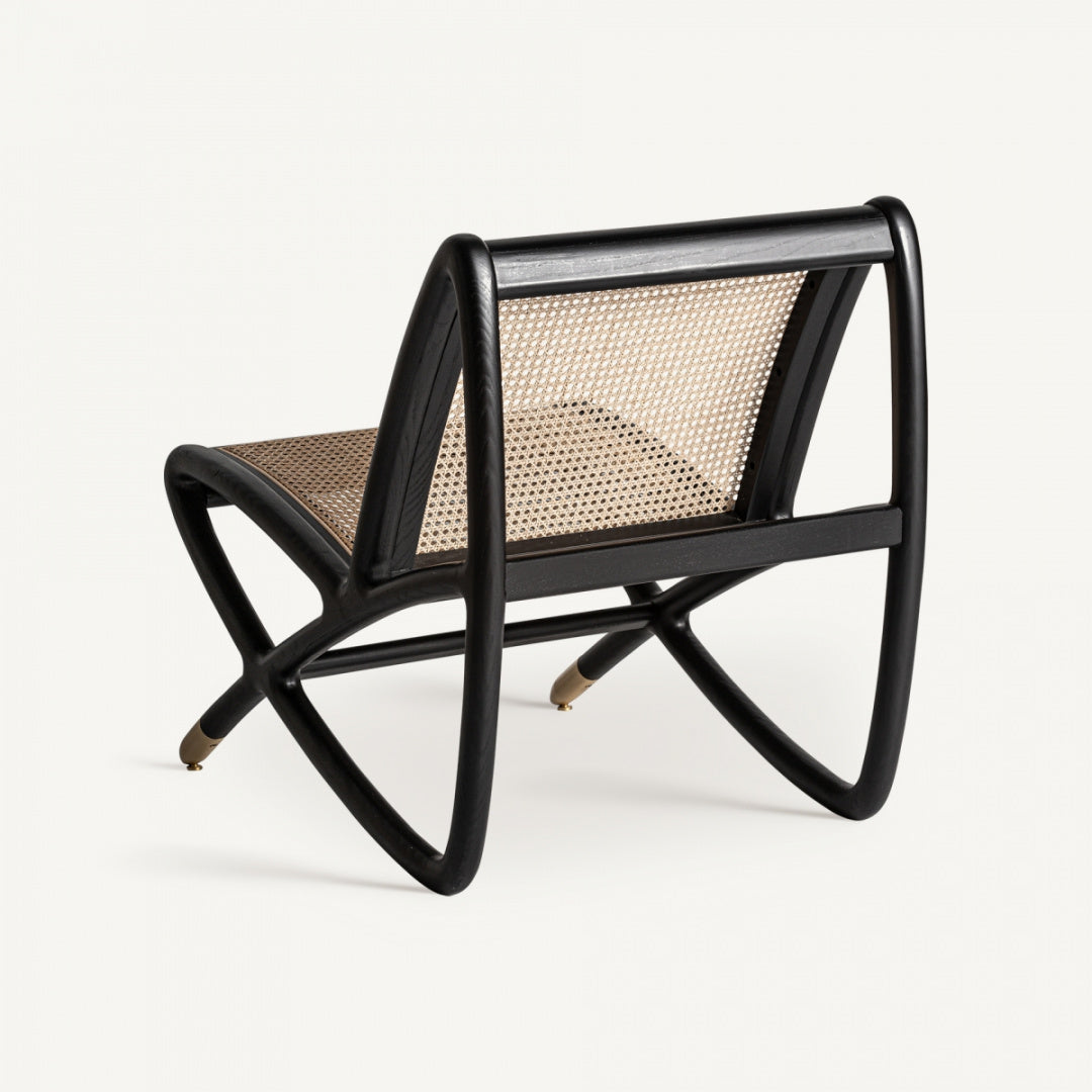 Fauteuil d'appoint en rotin et bois noir | Vical Gladbeck