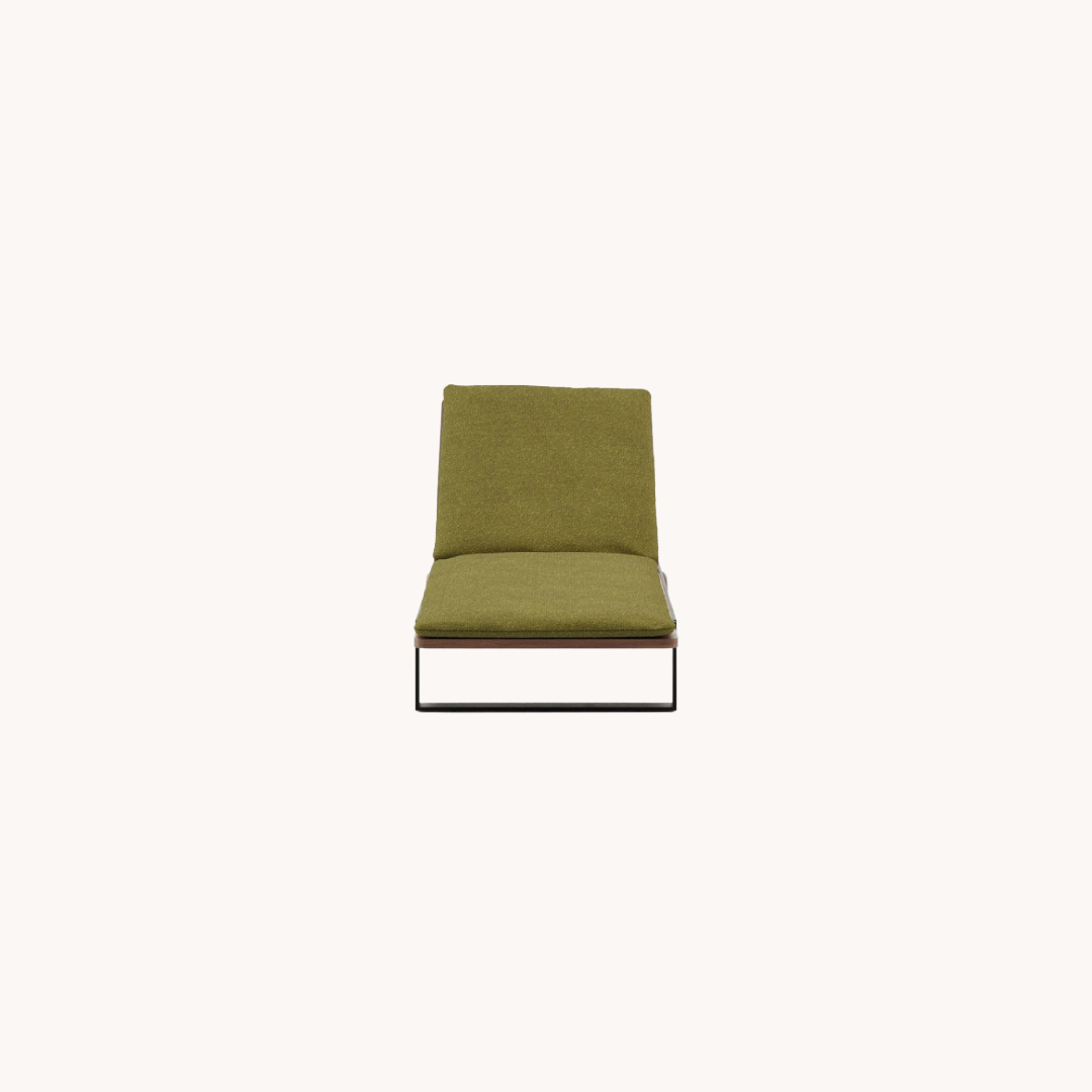 Chaise longue en tissu vert | Laskasas Salim | REMO, mobilier et décoration d'extérieur