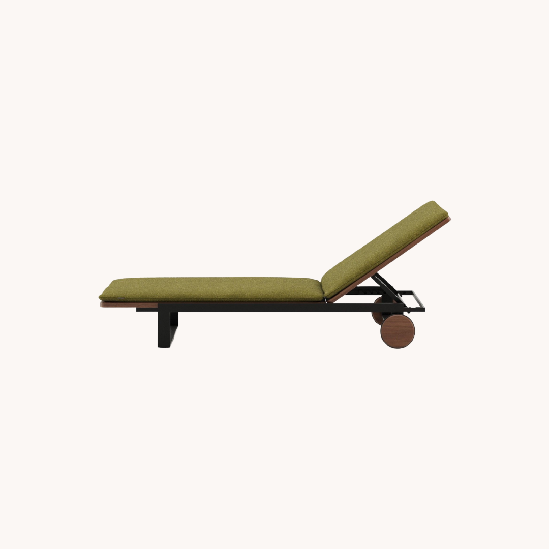 Chaise longue en tissu vert | Laskasas Salim | REMO, mobilier et décoration d'extérieur