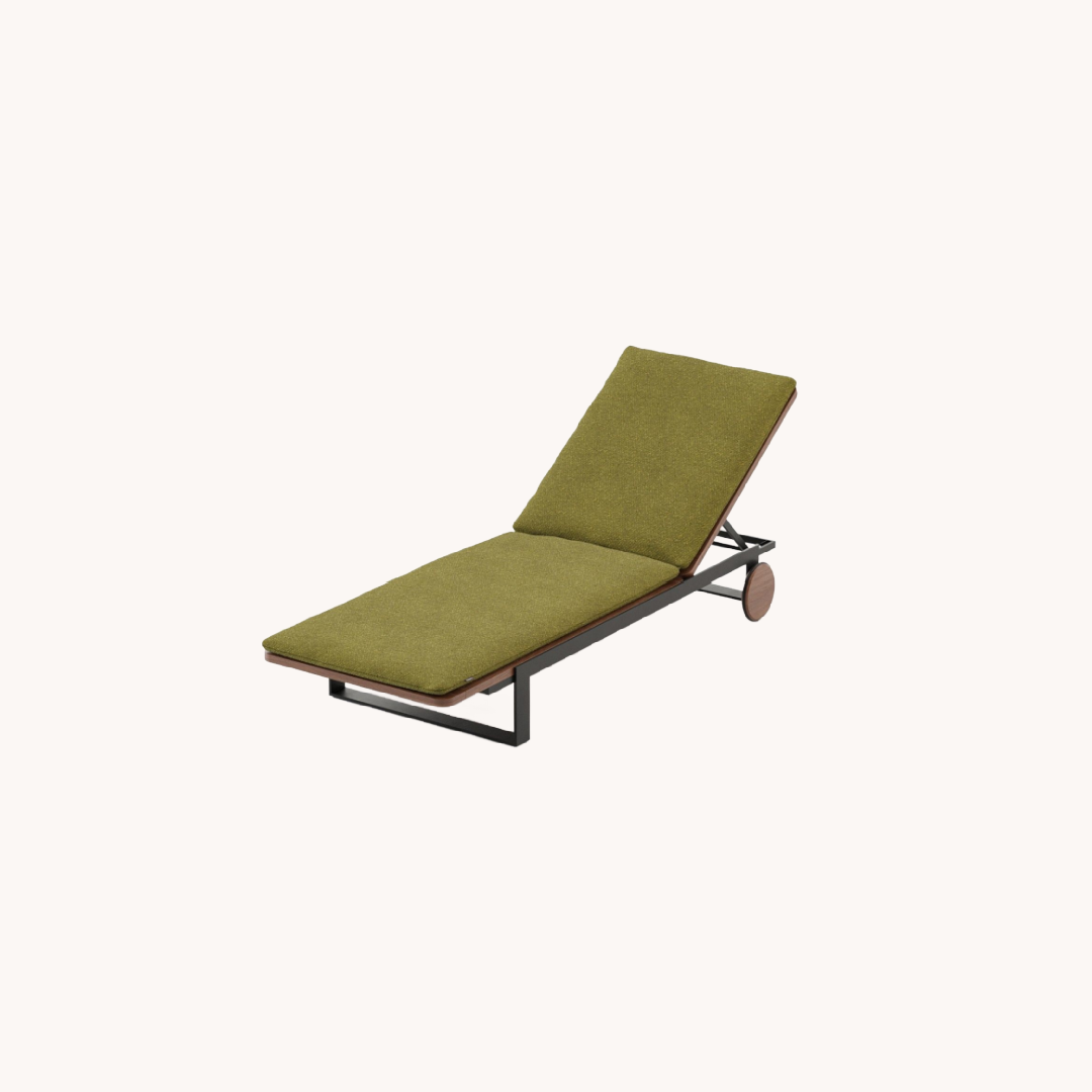 Chaise longue en tissu vert | Laskasas Salim | REMO, mobilier et décoration d'extérieur