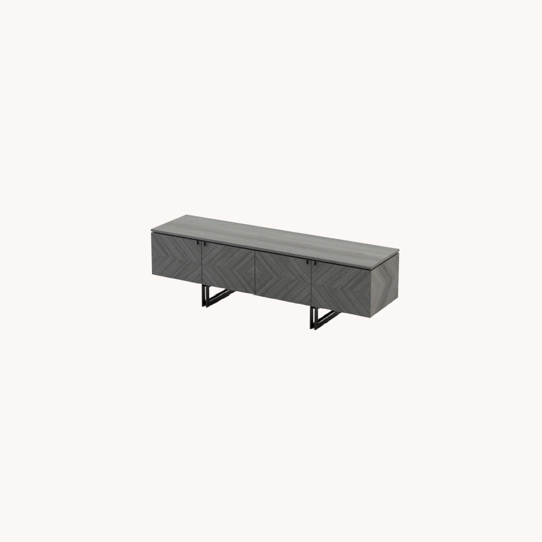 Meuble TV rectangulaire en eucalyptus gris mat | Laskasas Boris | REMO, mobilier et décoration d'intérieur