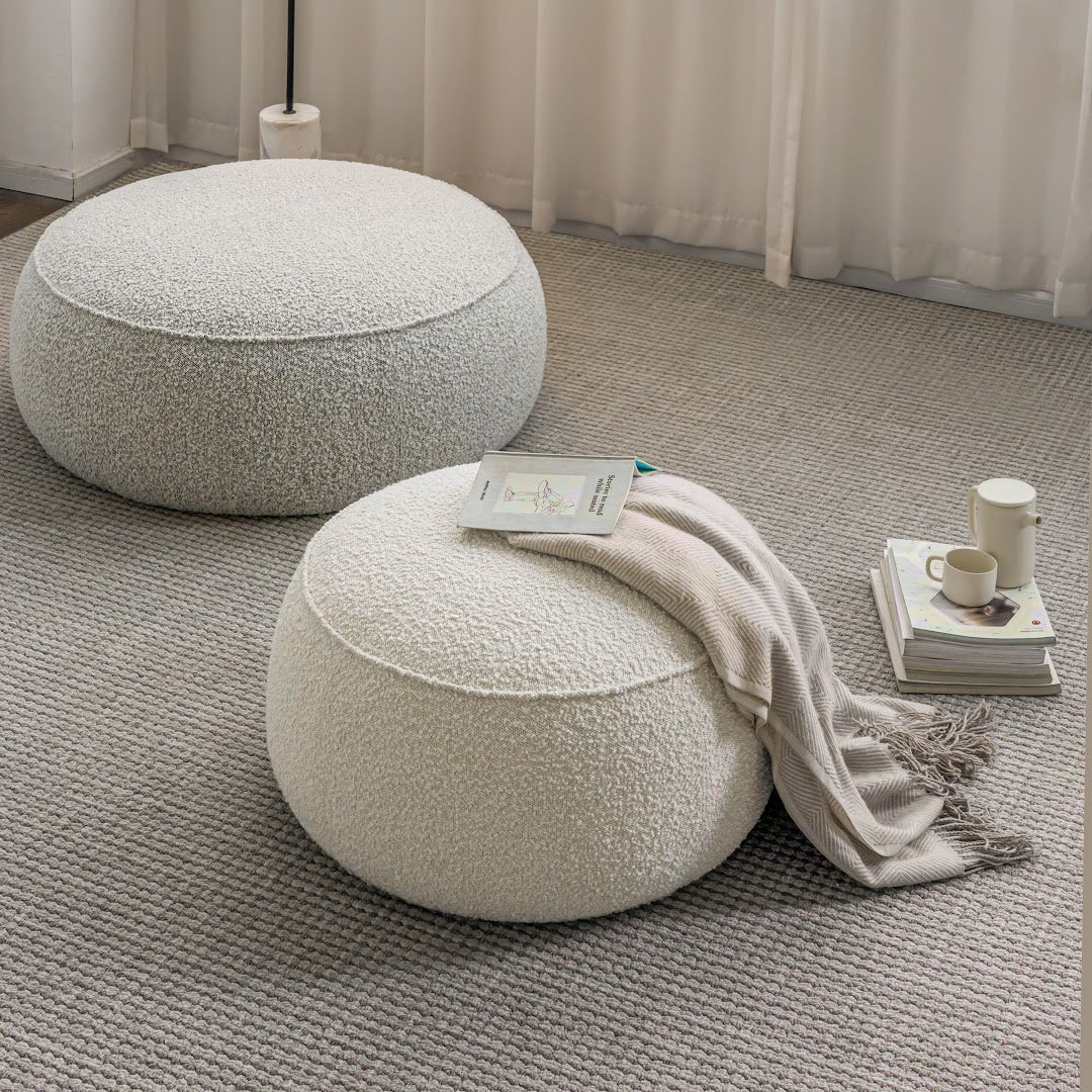 Pouf en tissu blanc cassé | Grado Fagao