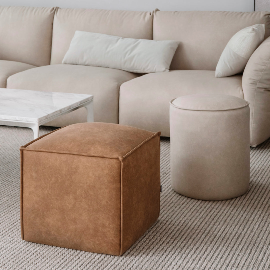 Pouf en tissu marron | Grado Jelly M