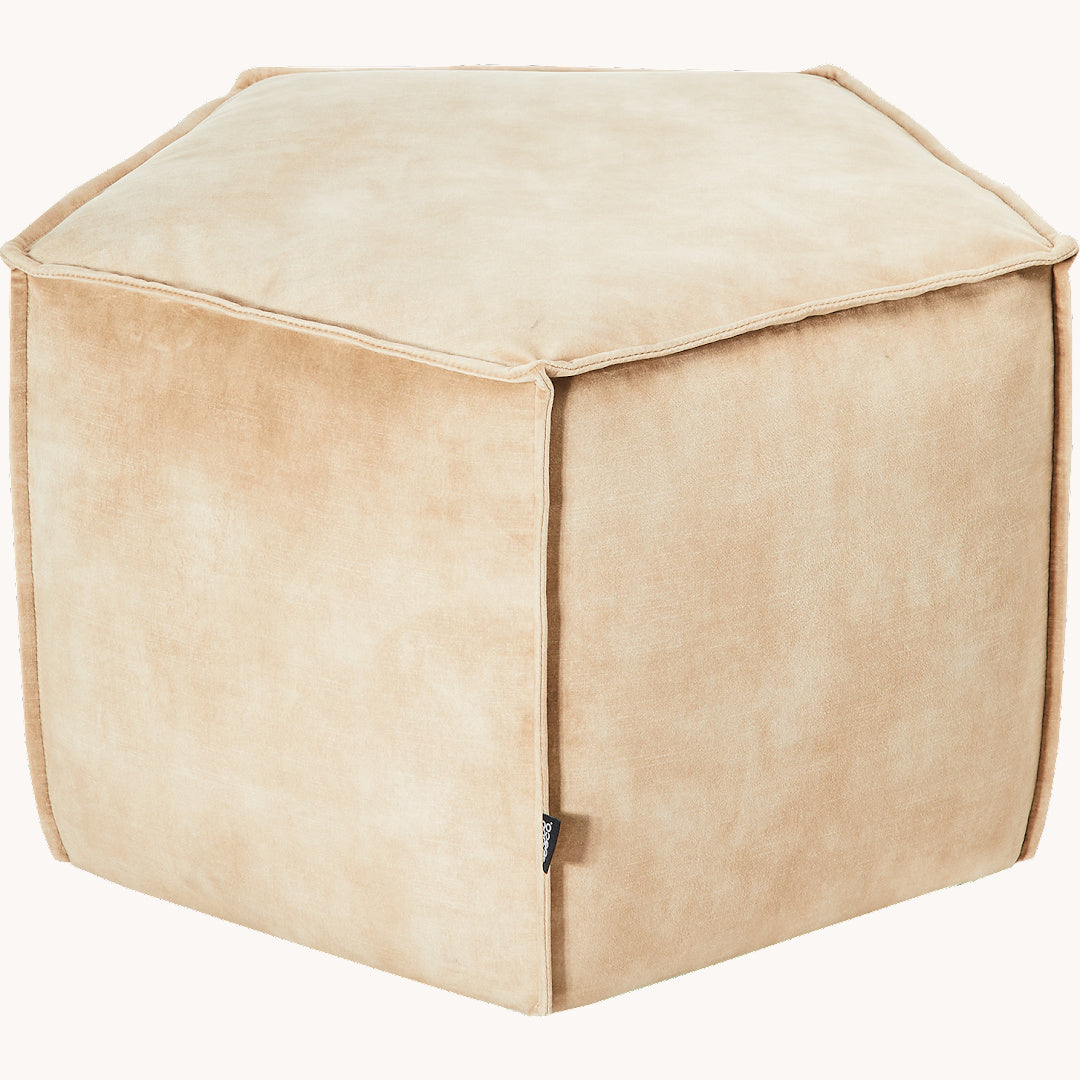 Pouf en velours beige | Grado Jelly L