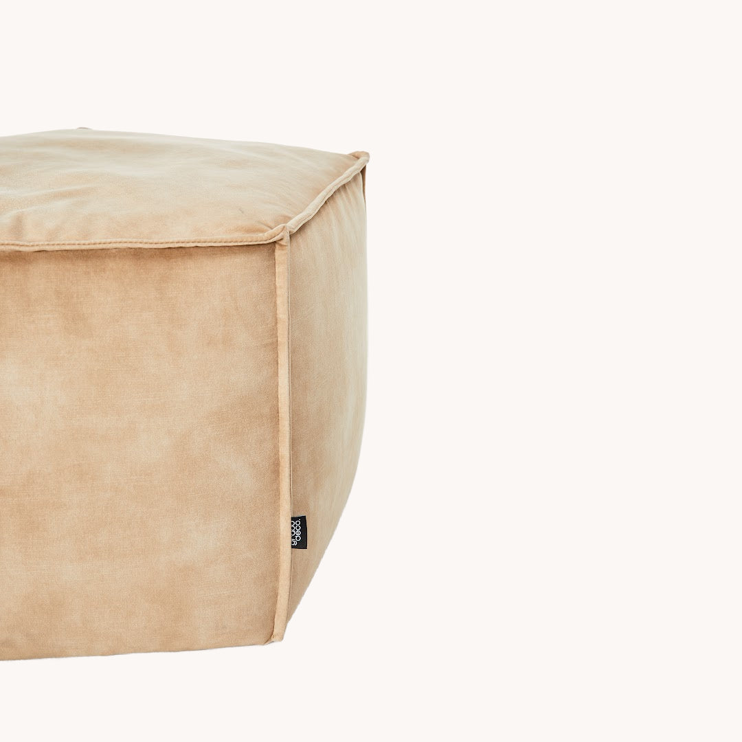 Pouf en velours beige | Grado Jelly L