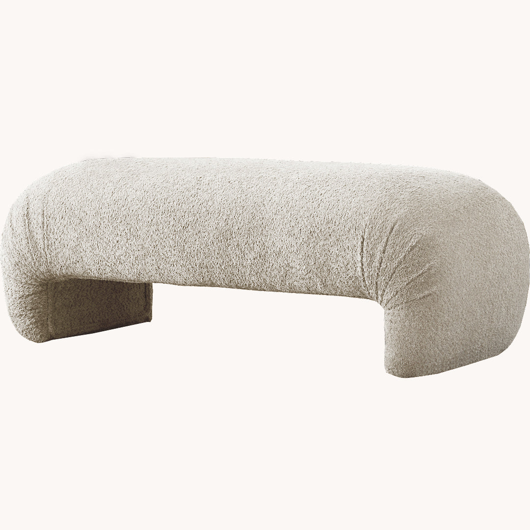 Banc en tissu bouclé crème | Grado Crescent