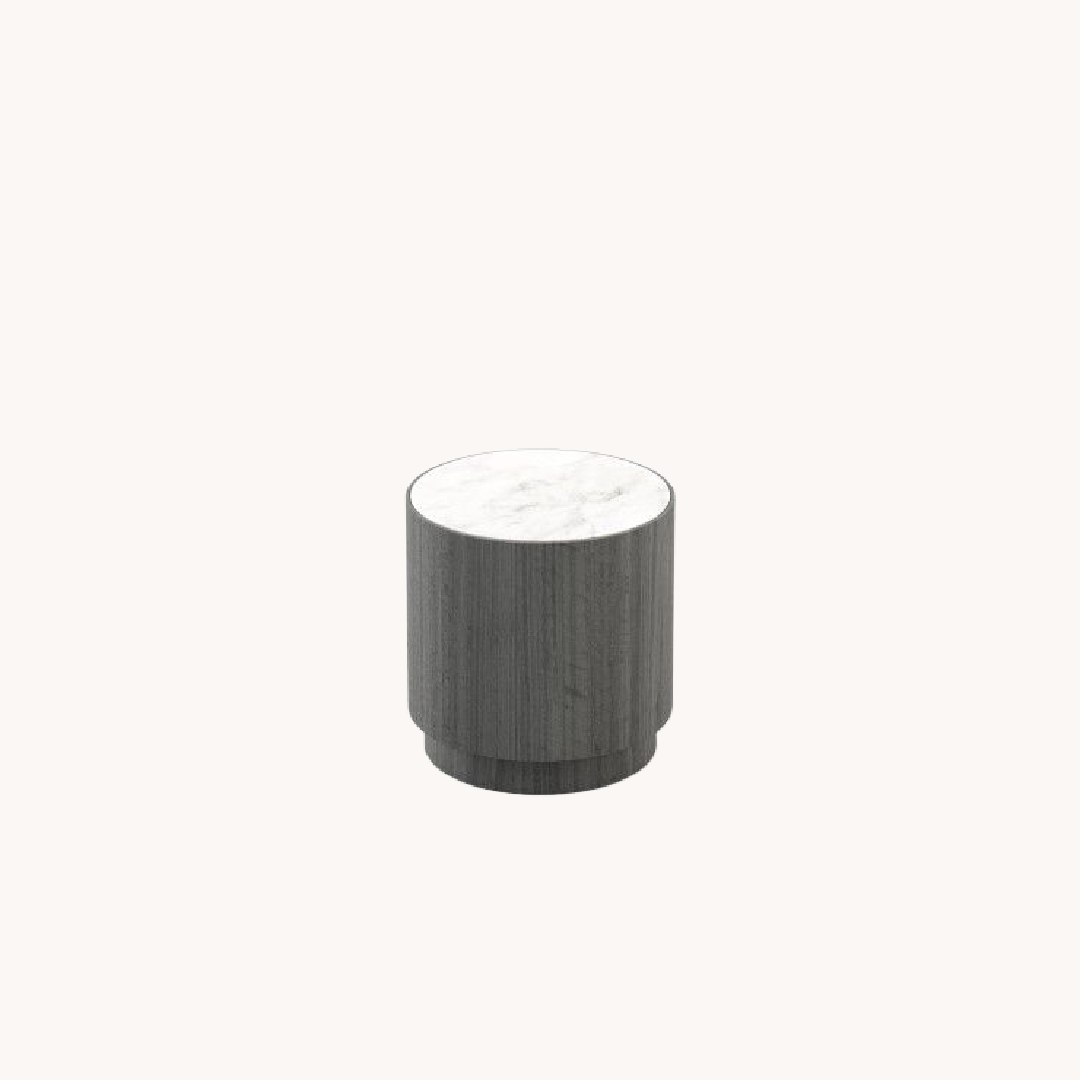 Table d'appoint en bois d'eucalyptus gris mat | Laskasas Gold