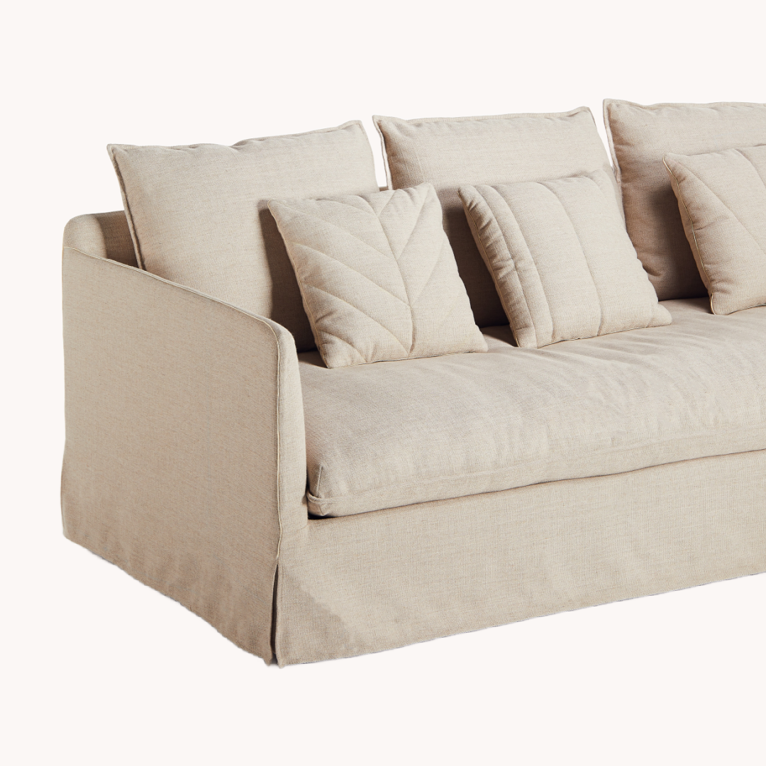 Canapé 3 places en tissu beige | Grado Skirt