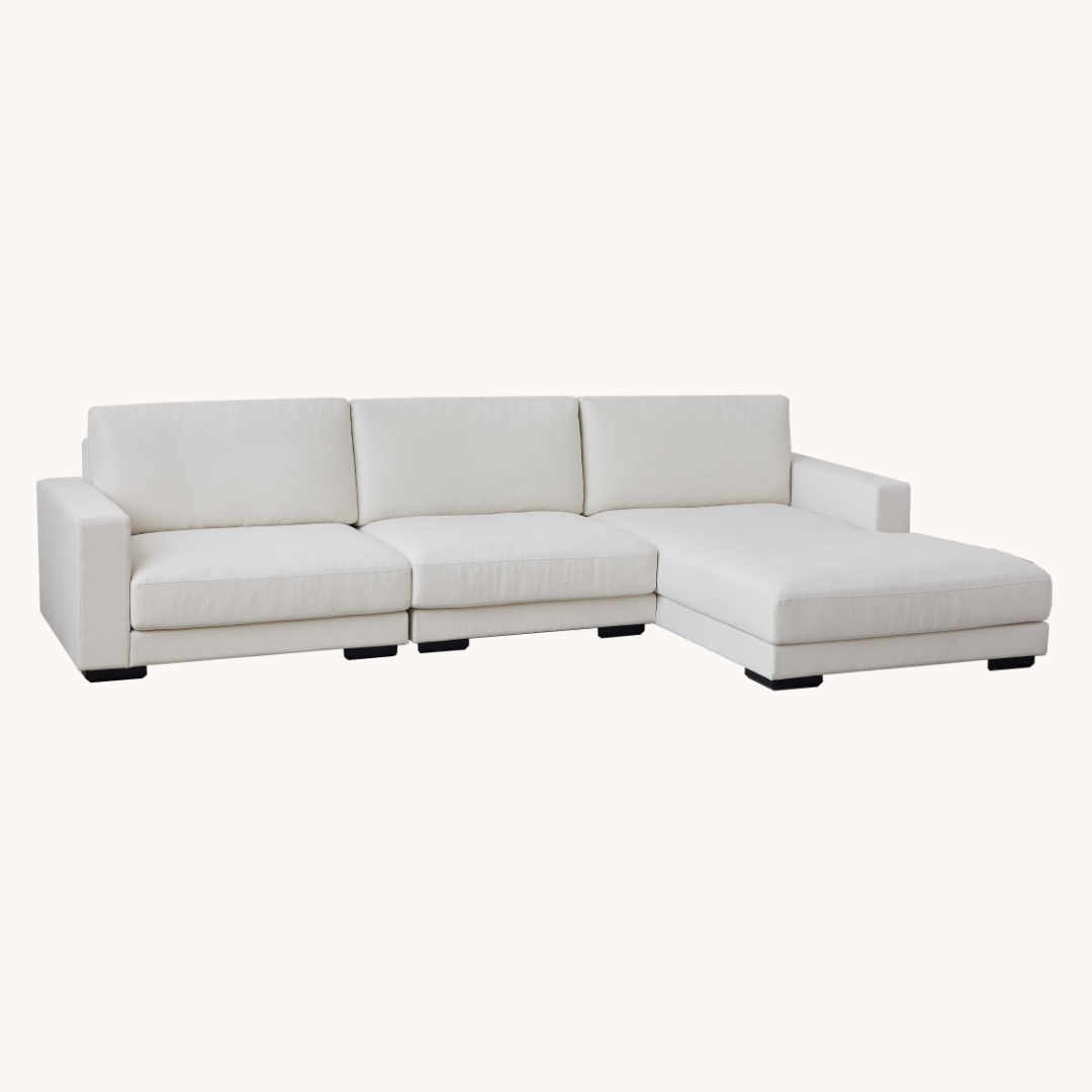 Canapé 3 places en tissu blanc | Grado Tiramisu