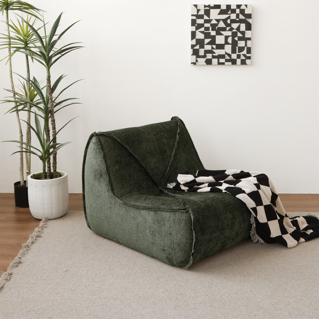 Fauteuil d'appoint en tissu vert chamoisé | Grado Zong