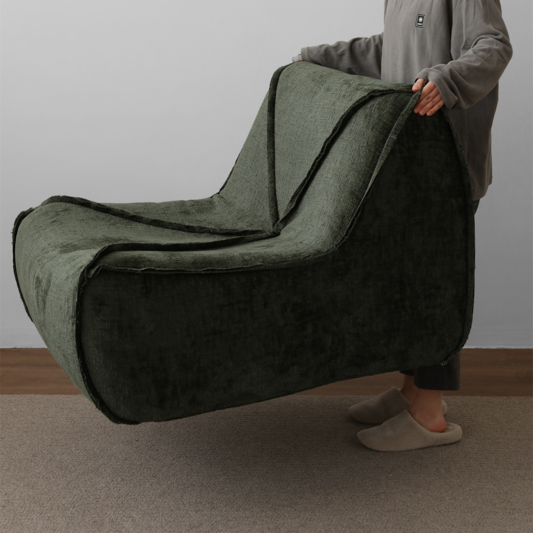 Fauteuil d'appoint en tissu vert chamoisé | Grado Zong