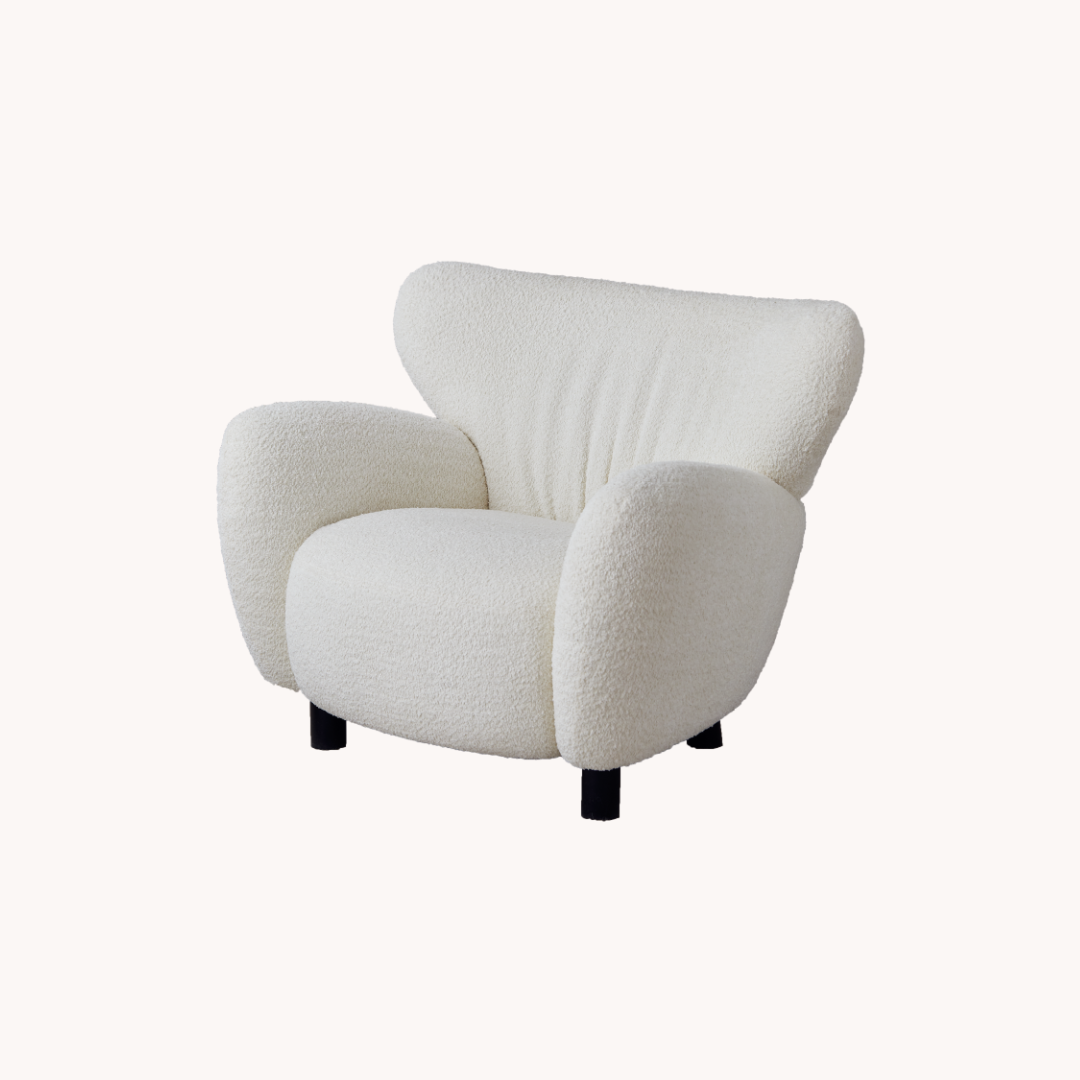 Fauteuil en tissu molletonné blanc | Grado Mermaid