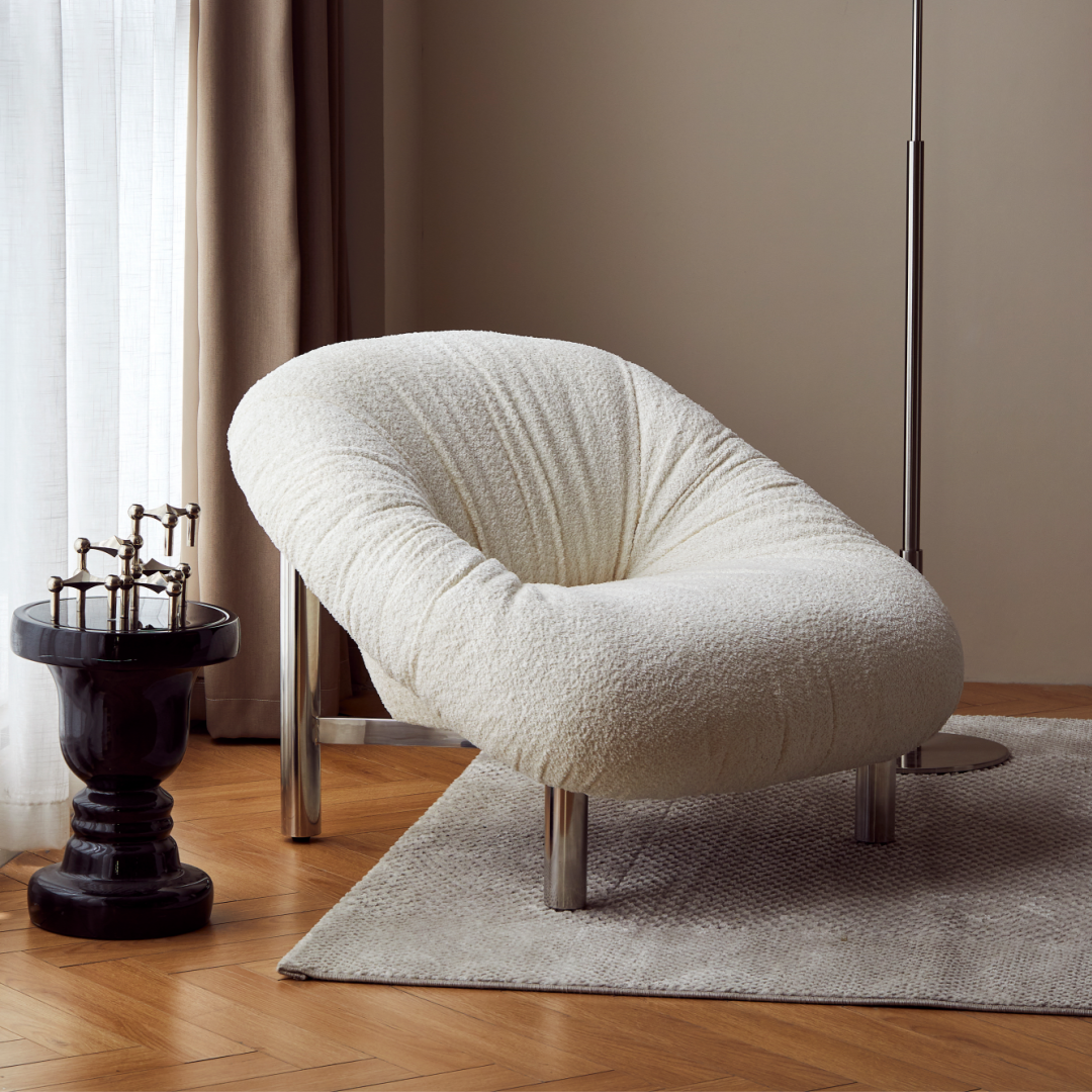 Fauteuil en tissu molletonné blanc | Grado Nestle