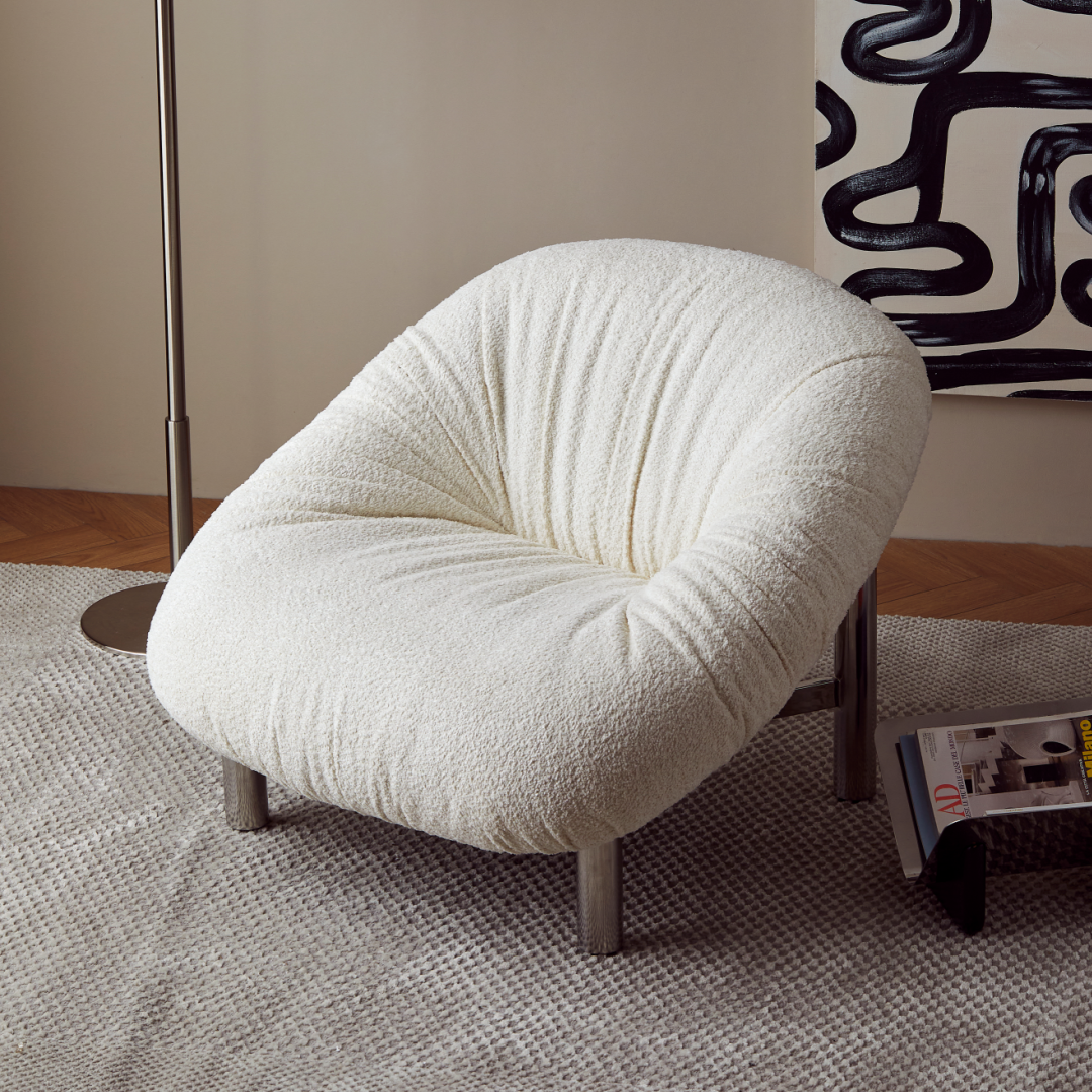 Fauteuil en tissu molletonné blanc | Grado Nestle