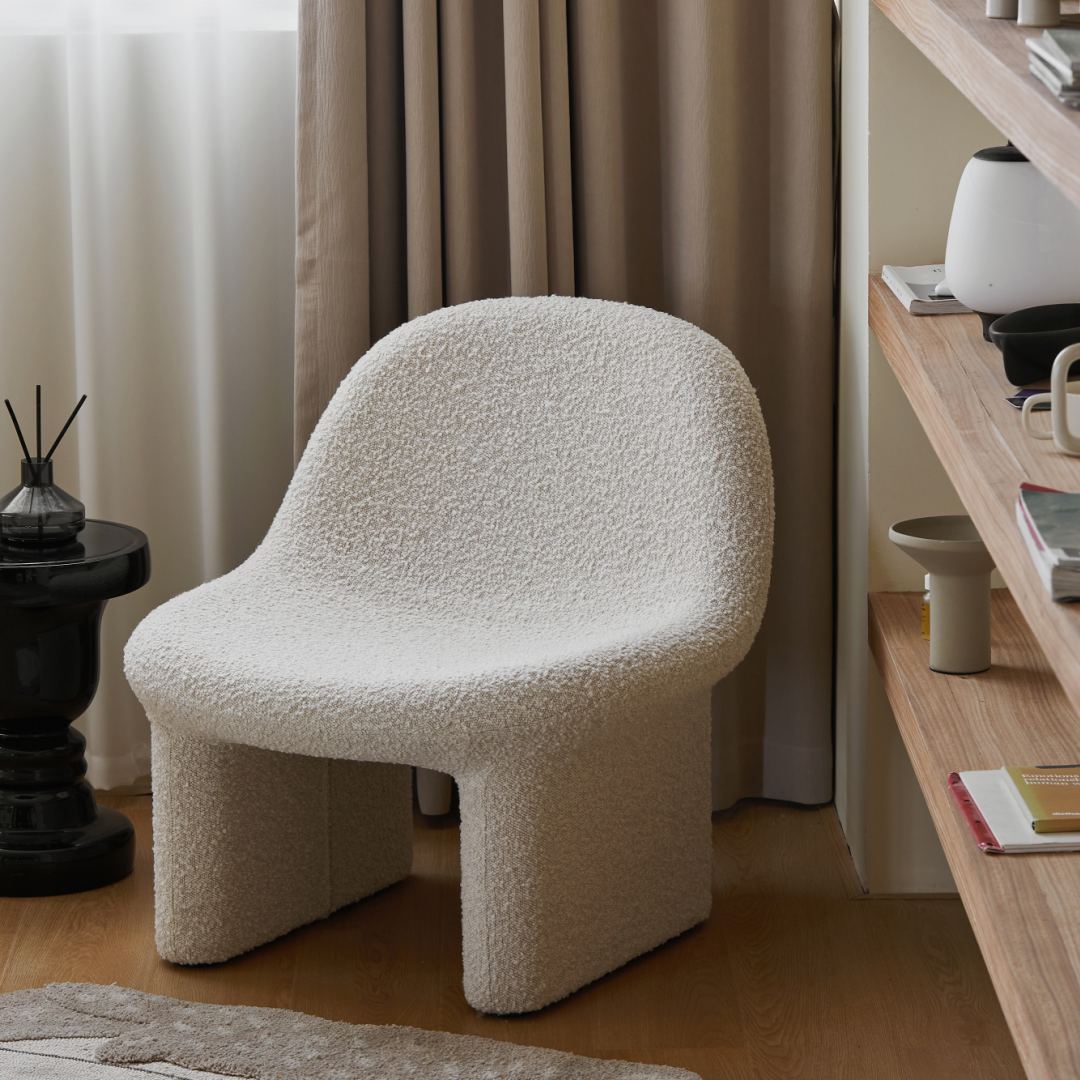 Fauteuil en tissu bouclé crème | Grado Plump