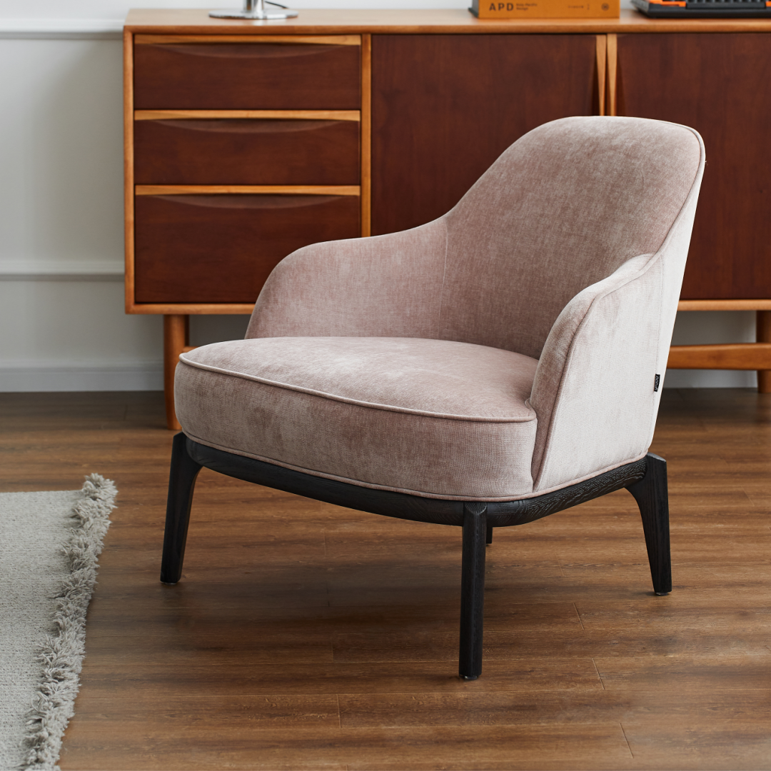 Fauteuil en tissu rose pâle | Grado Lord