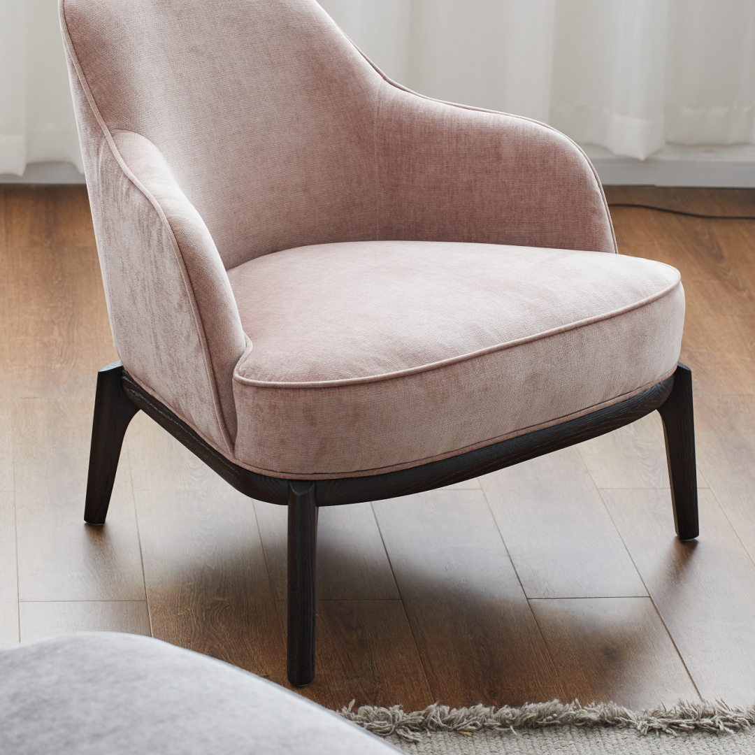 Fauteuil en tissu rose pâle | Grado Lord