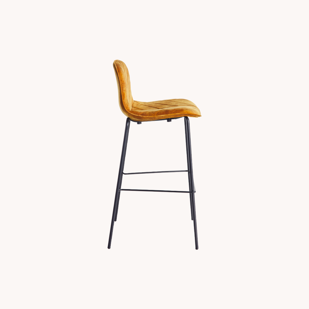 Chaise de bar en velours jaune | Grado Leaf