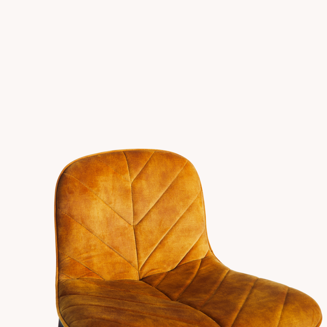 Chaise de bar en velours jaune | Grado Leaf