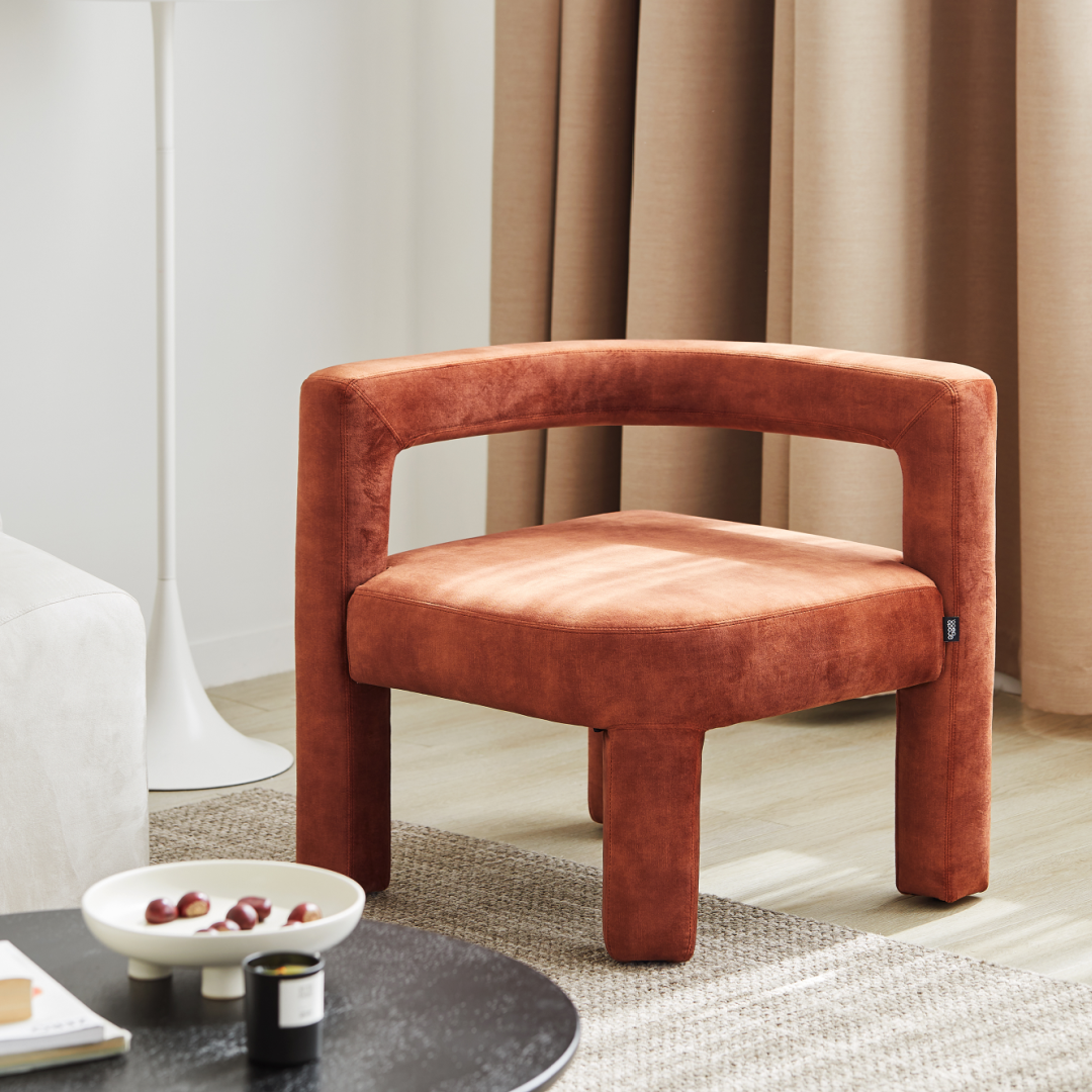 Fauteuil d'appoint en velours ambre | Grado Mate