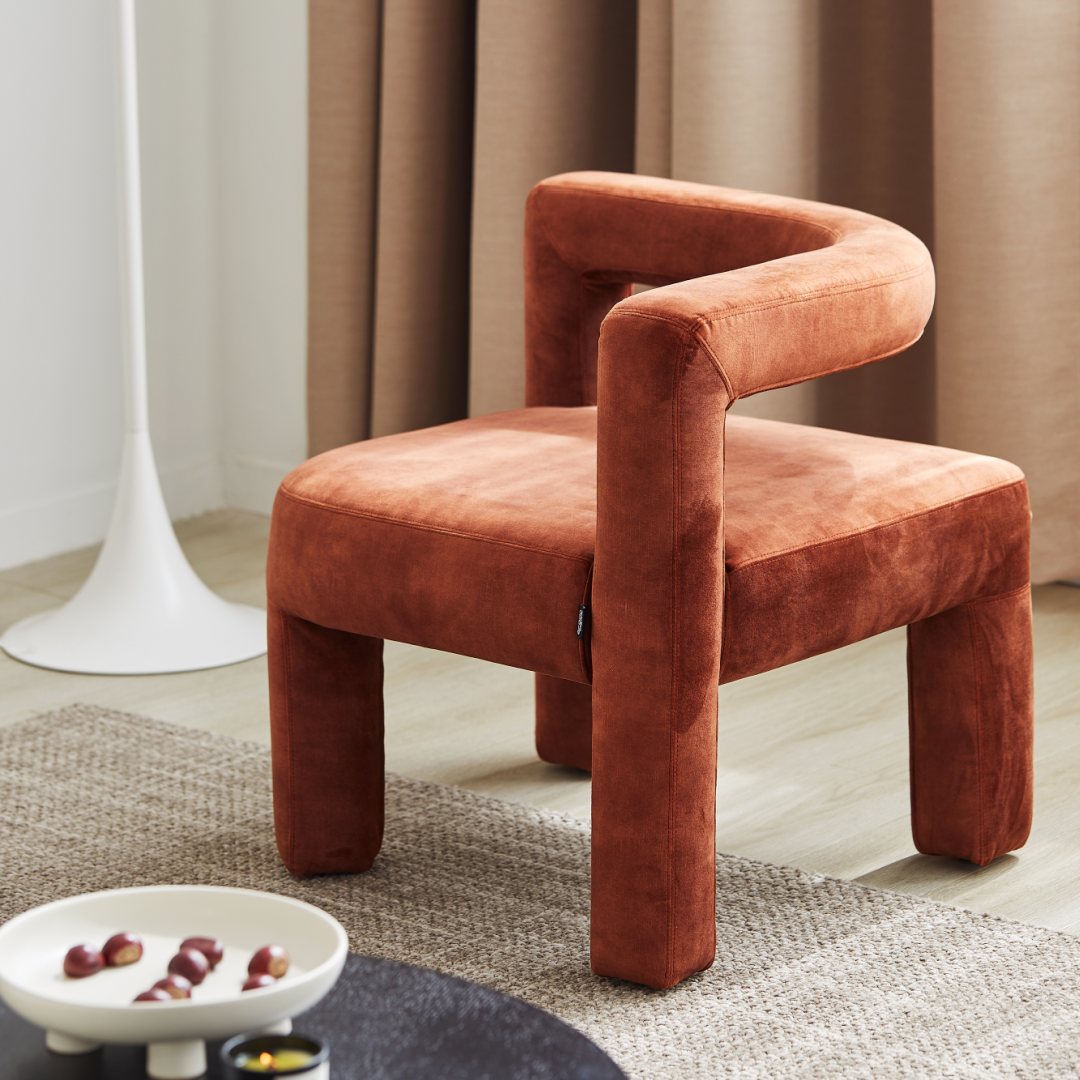 Fauteuil d'appoint en velours ambre | Grado Mate