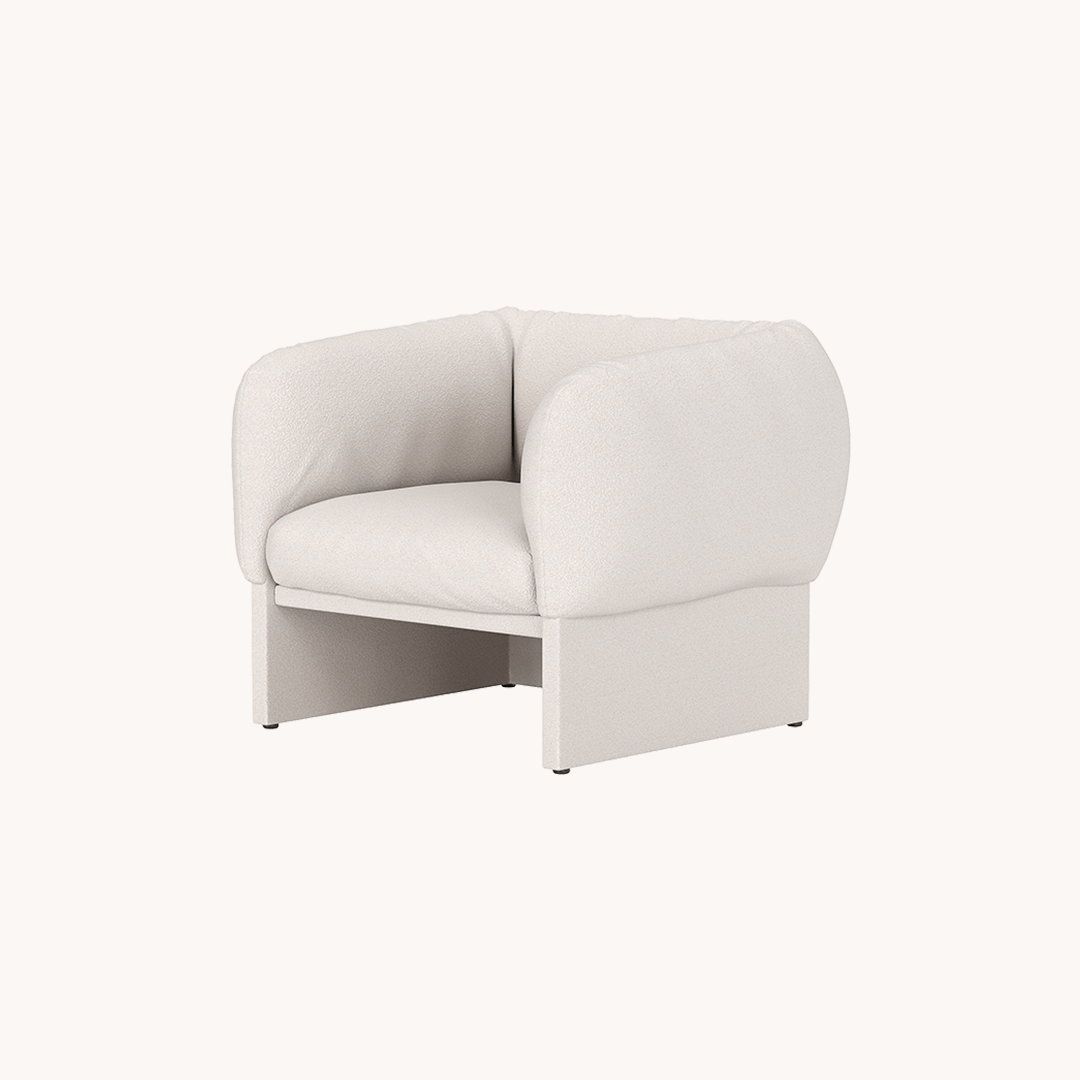 Fauteuil molletonnée blanc cassé | Grado Tulip