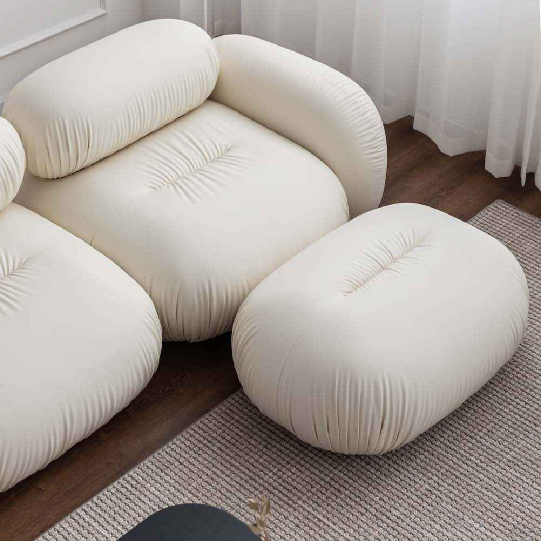 Pouf en cuir lisse | Grado Ondo