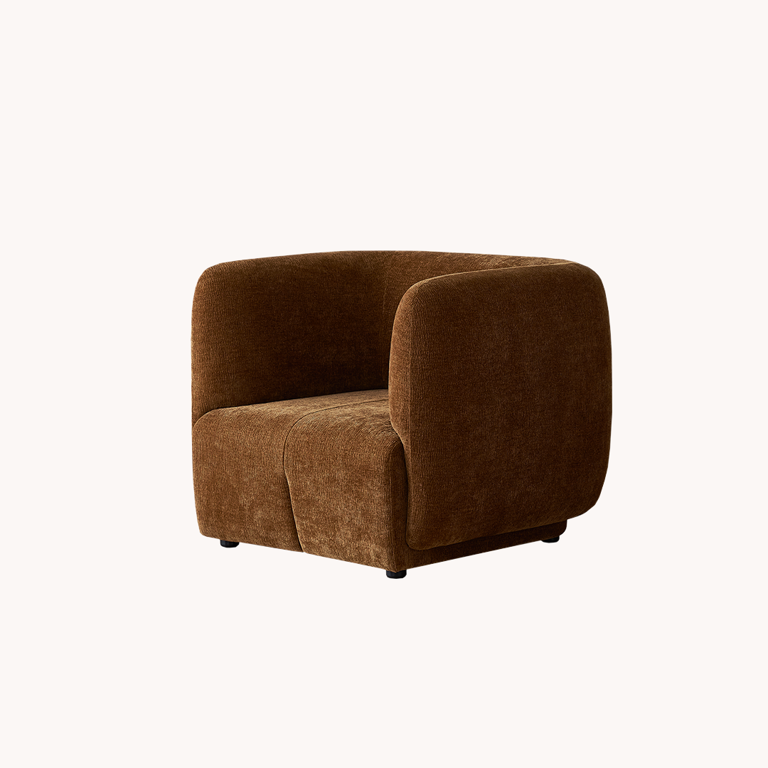 Fauteuil côtelé marron | Grado Plum