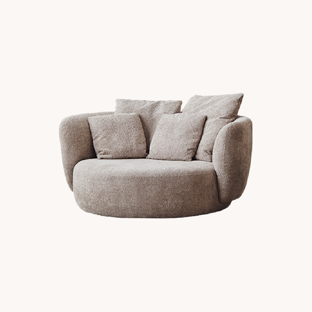 Fauteuil causeuse en tissu gris taupe | Grado Wonton L