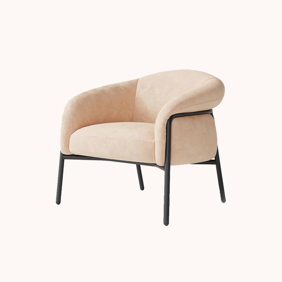 Fauteuil en velours beige | Grado Belly Lounge